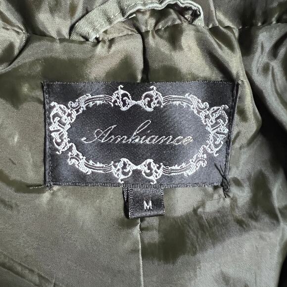 Ambiance Women’s Utility Jacket Size M Army Green Hooded Anorak Drawstring Coat - Picture 3 of 8